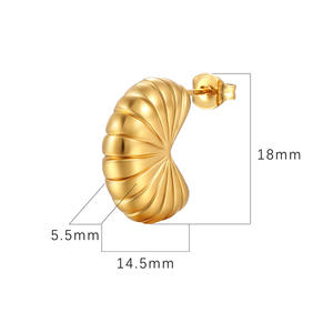 Moda 18K oro lleno <span class=keywords><strong>de</strong></span> acero inoxidable pendiente joyería deslustre libre Cc forma <span class=keywords><strong>de</strong></span> caracol grueso Stud mujeres pendientes aros - Product Image 2