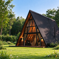 Kit de maison préfabriquée moderne en panneaux sandwich triangulaires, structure en bois écologique, villa préfabriquée, maison habitable