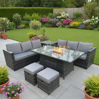 Ensemble de canapé en rotin portable et imperméable avec table foyer intégrée et rangement pour mobilier de jardin extérieur