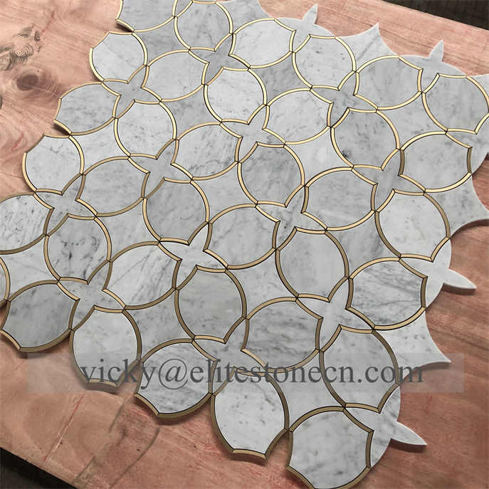 Marble Fish Scale Fan Shape Mosaic Tile Polished Waterjet Marble Mosaic ...