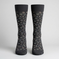 Chaussettes habillées pour hommes, respirantes, anti-humidité, en coton, motif vintage teinte foncée, confortables