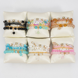 Fashion Beaded <b>Bracelets</b> <b>Set</b> 6Pcs Women's Imitation Pearl Crystal Rhinestone Boho Gift Jewelry 2026 Made in China - Product Image 2
