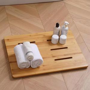 Alfombra Antideslizante de Bambú para Baño, Alfombra Impermeable para Ducha, Rectangular, Estilo Minimalista, Diseño Sólido - Product Image 1