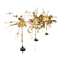 Guirlande lumineuse LED en cuivre étoilé transfrontalier affichage de feux d'artifice à énergie solaire pour cour extérieure IP65 éclairage de fête de noël