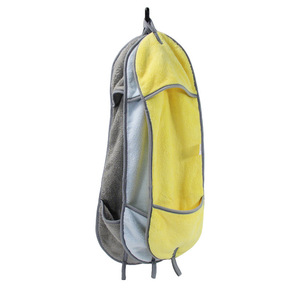 Serviette absorbante de qualité pour animaux de compagnie, en polaire corail, séchage rapide, gris, jaune, bleu, taille S - Product Image 4