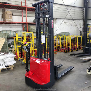 Sıcak satış JINGEER yarı elektrikli manuel Forklift paleti kamyon 1200mm çatal uzunluğu pnömatik lastikler ayakta operasyon - Product Image 4