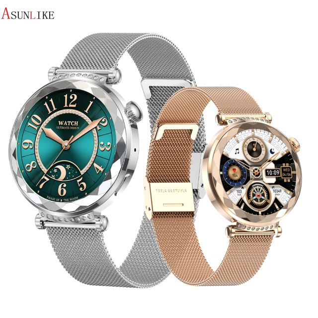 Diamond Cut Elegant Luxury Ladies Smartwatch HK88 Round AMOLED Screen NFC Cycle Smart Reminder Phone Call Smart Watch for Women