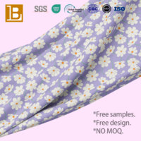 Tissu imprimé de fleurs violet clair BILU, tissé sur mesure, 100% coton, pour vêtements