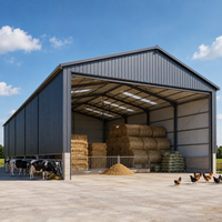 Bâtiment agricole préfabriqué en acier galvanisé pour l'entreposage du foin et des aliments, avec toit métallique