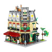 Cada C66009 50 Pièces 1:8 Jouet Éducatif Modèle de Restaurant de Paris en Briques de Construction, Ensemble de Construction Vintage Vue sur Rue Française