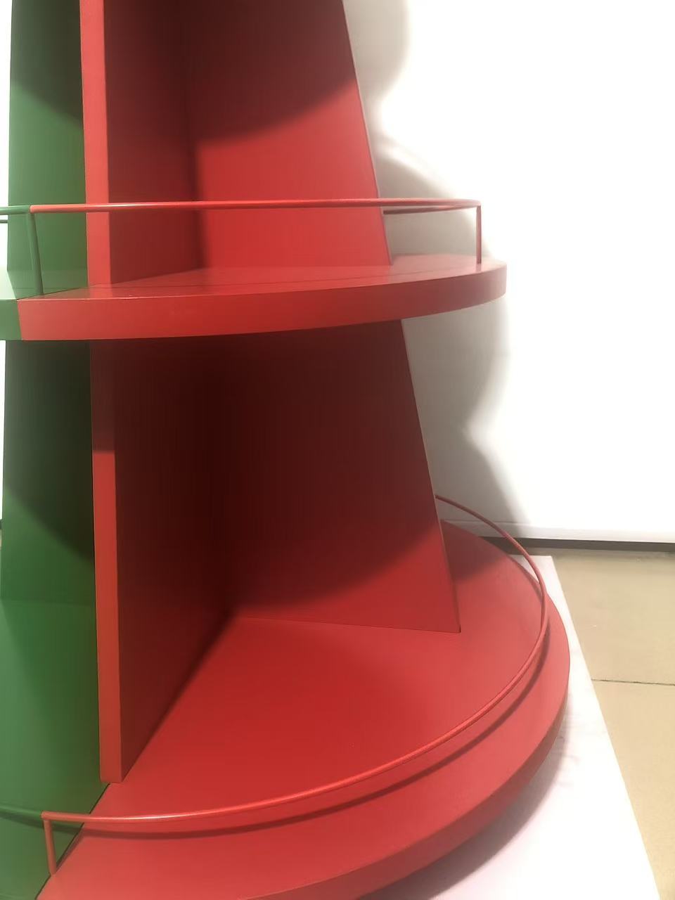Wood Wine Beverage Display Stand 4-Sided Four-Layer Pyramid Shape Floor Stand with Custom Logo for Advertising in Retail Shops — view 4
