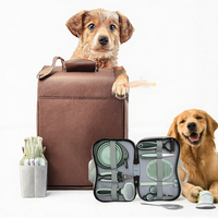 Kit de toilettage pour animaux de compagnie 8-en-1 écologique avec brosse autonettoyante, peigne, gant et bol – Soin portable des poils pour chiens et chats