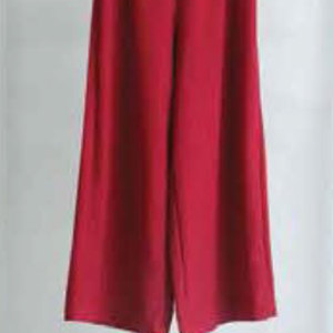 Pantalones Casuales de Invierno para Mujer, de Color Sólido, Cintura Alta Elástica, Corte Recto y Ancho, 100% Poliéster - Product Image 2