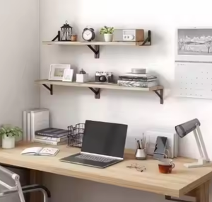 Thiết lập của 4 mộc mạc gỗ nổi kệ treo tường sắt Rack hiển thị cho trang trí nội thất và nhà bếp sử dụng có thể gập lại thiết kế - Product Image 5