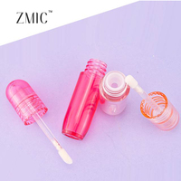 Tube de gloss à lèvres rose transparent de 4 ml, format voyage, avec bouchon en forme de capsule, tube de rouge à lèvres liquide, possibilité de personnaliser la couleur et le logo
