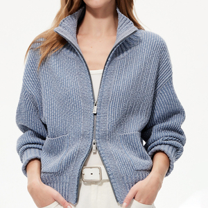 Wisrise <span class=keywords><strong>Cardigan</strong></span> Invernale da <span class=keywords><strong>Donna</strong></span> Personalizzato OEM & ODM, Stile Casual e Chic, Collo Alto, Zip, Maglione Lavorato a Maglia Vestibilità Comoda - Product Image 6
