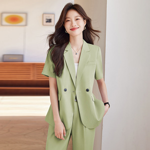 Women's Purple Summer Suit Set Short Sleeve Lightweight Breathable Satin Casual Suit For Office And Daily Wear - Product Image 2