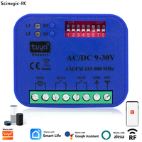 Récepteur d'ouverture de porte de garage WiFi 2CH 433-900MHz AC DC 9-30V, contrôleur de commutateur compatible avec Alexa Google Tuya 8122