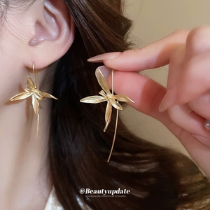 ต่างหูรูปดอกไอริสสุดน่ารัก แฟชั่นทันสมัย ใช้งานได้หลากหลาย ต่างหูแบบห้อย ดีไซน์หรูหรา สง่างาม เหมาะสำหรับใส่ไปทำงาน เครื่องประดับหูสุดหรู - Product Image 1