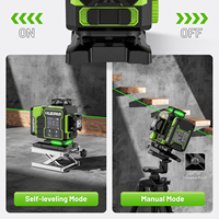 Huepar W04CG Niveau Laser Vert 4D 16 Lignes Réglage Précis de la Luminosité Avec Base Rotative Motorisée 360