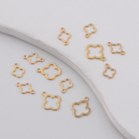 Connecteurs en or 14 carats plaqué or, motif trèfle à quatre feuilles, S/L, pendentifs sans soudure pour la fabrication de colliers, bracelets et bijoux DIY