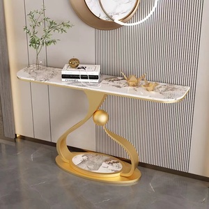 Luce stile di lusso in acciaio inox lastra di roccia <span class=keywords><strong>bianco</strong></span> foyer tavolo arte moderna console <span class=keywords><strong>da</strong></span> tavolo <span class=keywords><strong>soggiorno</strong></span> mobili - Product Image 2