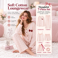 OEM & ODM disponibles, vêtements de maison légers, bonne qualité de couture, vêtements en coton pour femmes, ensemble de pyjamas 7 pièces