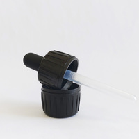Bouchon compte-gouttes en plastique noir de 28 mm avec col anti-effraction, compatible avec les flacons de sirop en verre ambré 28-410