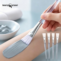 Pinceau applicateur professionnel Beauty Planet en nylon doux avec logo personnalisé, manche transparent blanc, pour masque facial à l'argile, pinceau de maquillage individuel