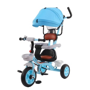Triciclo para Niños de Fácil Montaje con un Solo Clic, Ruedas de Espuma, Asiento de Cuero y Manillar de Empuje - Opciones Multicolor - Product Image 1