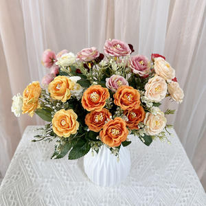 Bouquet Artificiale a 5 Rami con Rose Gialle a <span class=keywords><strong>Cuore</strong></span> di Riso, Realizzato a Mano, per Matrimoni, Fotografia e Decorazioni per la Casa - Product Image 4