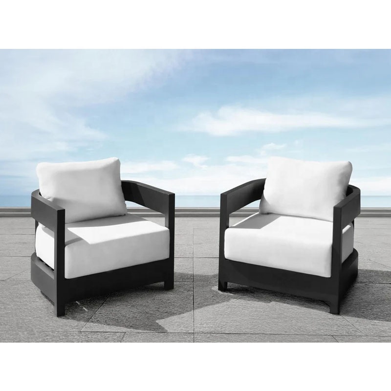 Hot sale thick cushion beach garden furniture outdoor single sofa aluminum armchair