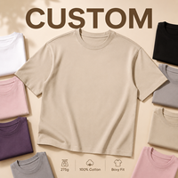 Camisetas de Manga Corta para Hombre, al por Mayor, de Alta Calidad, 275 g/m², 100% Algodón, Estilo Casual, Corte Holgado, con Logotipo de Pedrería