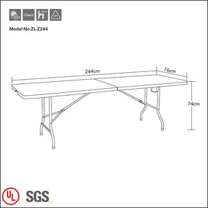 Al aire libre moderna 8FT veces-en-la mitad grande de plástico blanco Conferencia plegable mesa de banquete - Product Image 6
