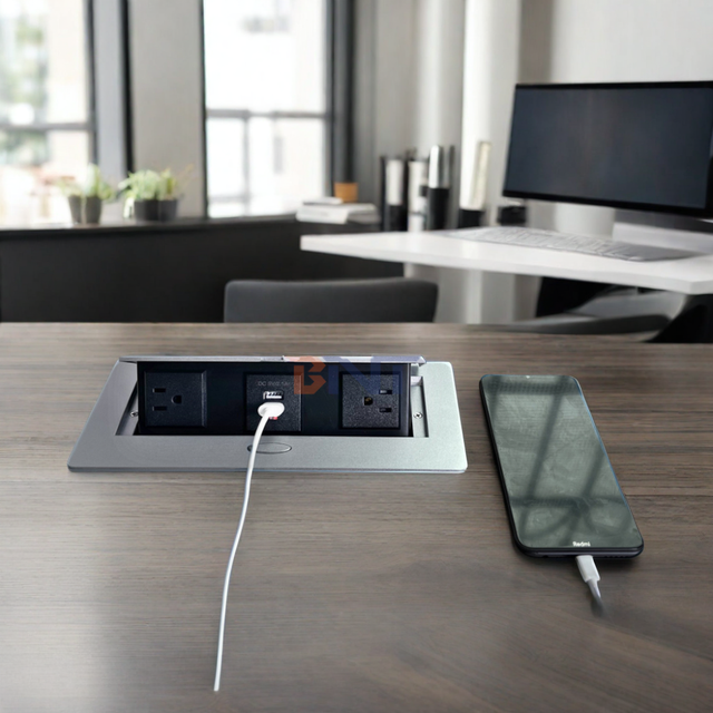 US Power Plug Recessed Desk USB Power Outlet In-Desk 2 Ac Outlets USB Hub for Furniture Tabletop Socket
