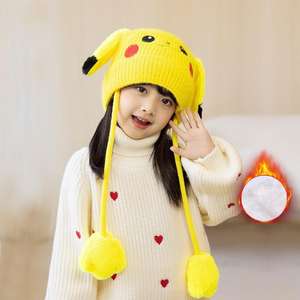 Berretto Invernale con Orecchie di Coniglio Mobili, Caldo e Morbido, Cappello Animale Lavorato a Maglia, Berretto <span class=keywords><strong>Pikachu</strong></span> Fatto a Mano per Bambini - Product Image 4