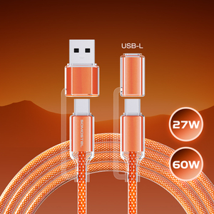 SOMOSTEL SMS-BJ55 <span class=keywords><strong>Cable</strong></span> <span class=keywords><strong>de</strong></span> Carga Rápida <span class=keywords><strong>USB</strong></span>-C Trenzado Transparente 4 en 1, 60W PD, Tipo-C Multipuerto para iPhone, Cables <span class=keywords><strong>de</strong></span> Datos - Product Image 1