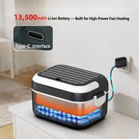 Boîte à lunch chauffante électrique rechargeable intelligente 1,5 L avec contrôle par application mobile, chauffe-plat portable sans eau pour voiture et utilisation en extérieur