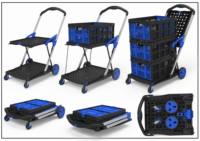Chariot pliant à double étage JIN YANG HU, chariot de transport en aluminium avec caisse de rangement pour les courses
