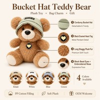 Vente en gros : Porte-clés ours en peluche 4 couleurs avec chapeau bob, jouets en peluche doux en coton PP, 13 cm, décoration d'intérieur, cadeau, usine OEM