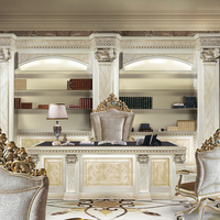 Bureau de direction de luxe baroque français meubles de maison classiques européens en bois massif avec coque de sculpture sur bois pour table d'écriture