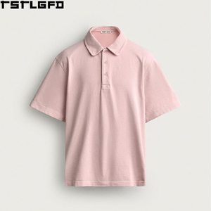 เสื้อถักเนื้อผ้ามีเท็กซ์เจอร์แบบตัดเย็บสำเร็จสำหรับผู้ชาย สีชมพูอมเทา ทรงปกติ แขนสั้น สไตล์สตรีทแวร์ เสื้อผู้ชาย ผู้ผลิตเสื้อจำนวนมาก - Product Image 2