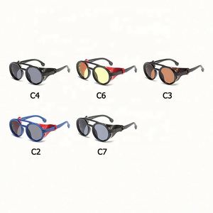 Gafas de Sol Redondas Steampunk de Cuero Retro con Protección Lateral y Logotipo Personalizado, Modelo 2021, Protección UV400 para Hombre - Product Image 6