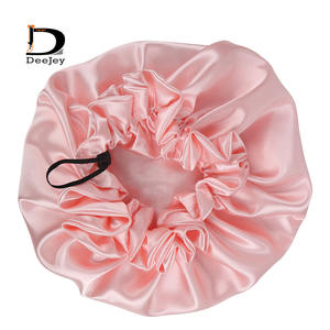 Bonnets en Satin de soie Double couche avec cordon de serrage pour dormir, accessoires de cheveux personnalisés - Product Image 2