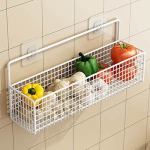 Étagère de rangement murale rectangulaire sans perçage, panier suspendu pour salle de bain, toilettes, cuisine - Product Image 1