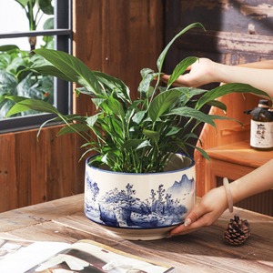 Nouveau Pot de fleur en céramique Vintage Antique chinois <span class=keywords><strong>poterie</strong></span> bleue et blanche plantation de fleurs ménage <span class=keywords><strong>jardin</strong></span> extérieur - Product Image 2