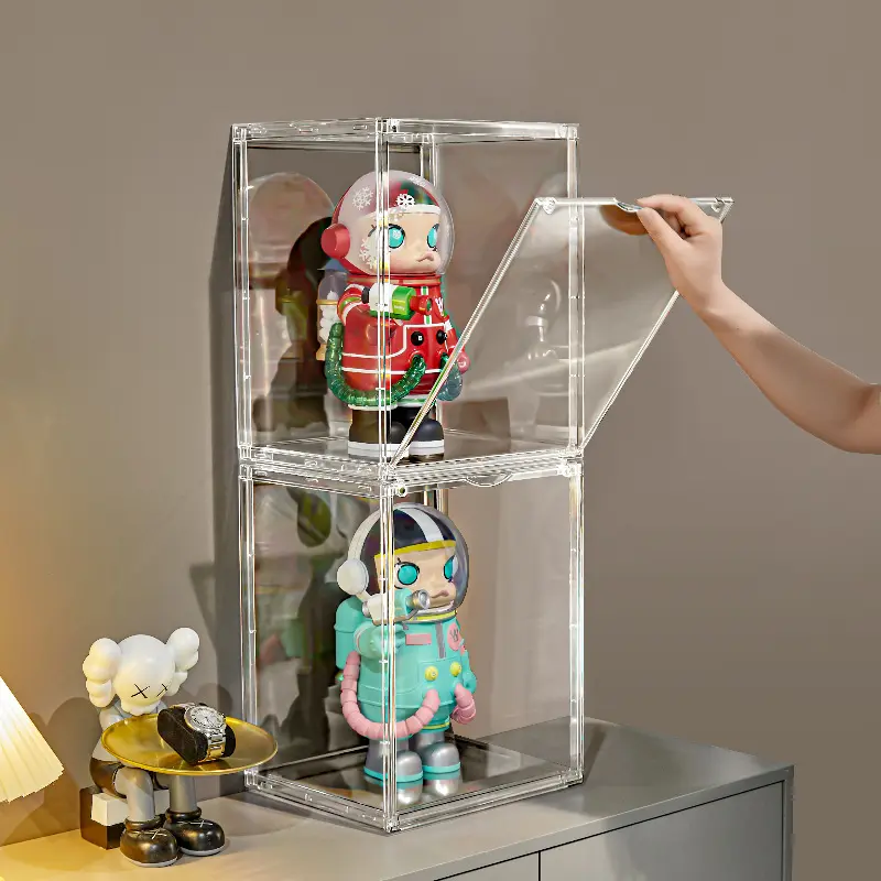 卸売シンプル透明クリアプロテクターケースプラスチックおもちゃフィギュアアクリルディスプレイケースオーガナイザー蓋付き