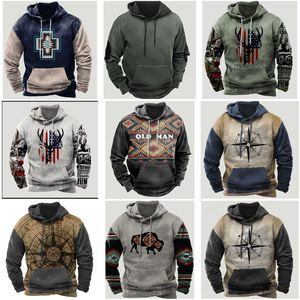 Custom American <b>Vintage</b> 3D Cartoon Digital Printing Men Oversized Hoodie High Quality <b>Sweatshirt</b> With Drawstring and Pockets - Product Image 6