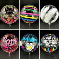Vente en gros, best-seller, ballon Bobo transparent en TPU écologique et durable, imprimé double face, 20 pouces, fête des mères, Halloween, anniversaire