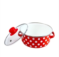 Cocotte Émaillée Épaissie 16/18/20 CM, Ensemble de Marmites Émaillées Ménagères, Faitout à Soupe à Pois